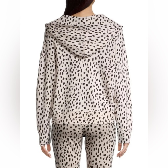 Monrow Cropped Boxy Zip-Up Hoodie Sweatshirt Animal Print - Picture 3 of 5